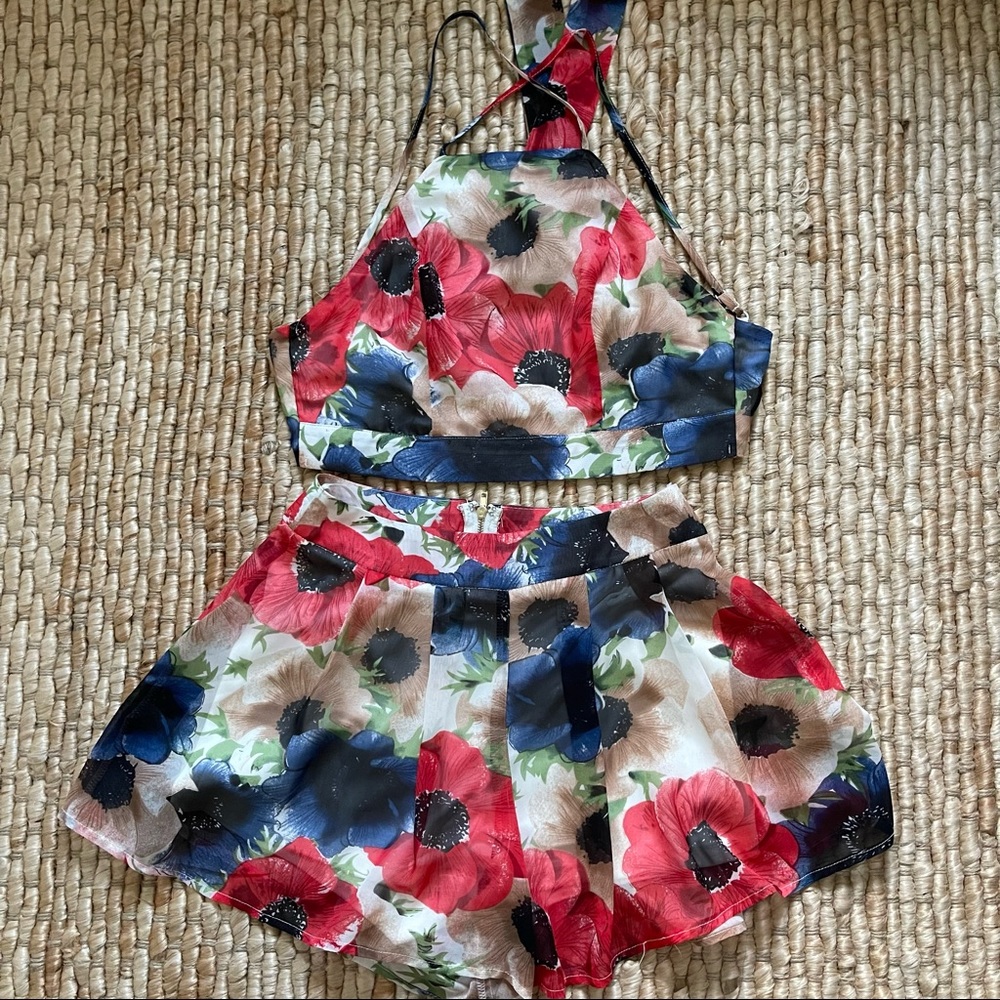 Floral Crop & Short Set